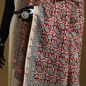 Red - natural dyed printed chanderi silk bagh dupatta 46