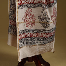 Red - natural dyed printed chanderi silk bagh dupatta 46