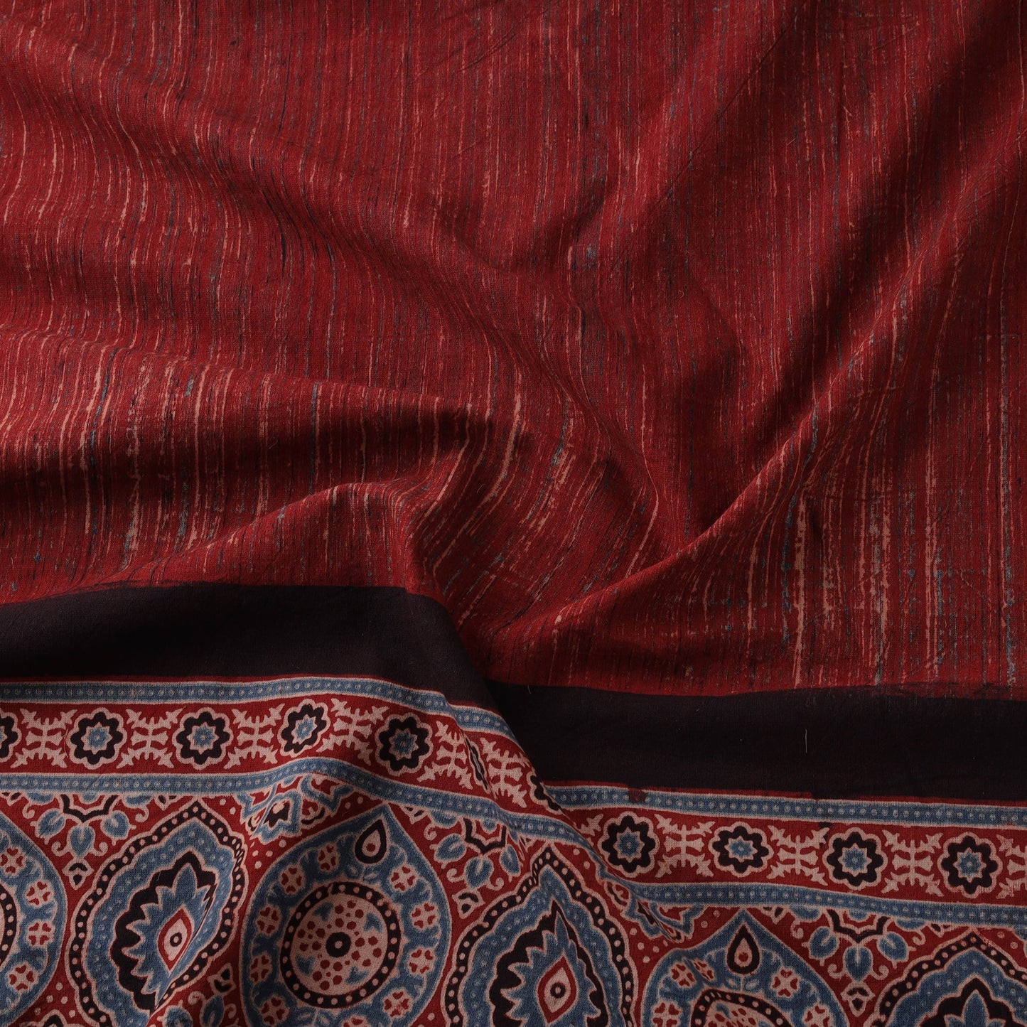 Natural dyed brush design cotton fabric 08 - handcrafted