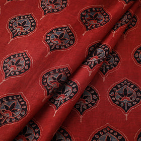 Red - natural dyed chanderi silk fabric 01 - handcrafted