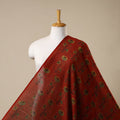 Red - natural dyed chanderi silk fabric 03 - handcrafted