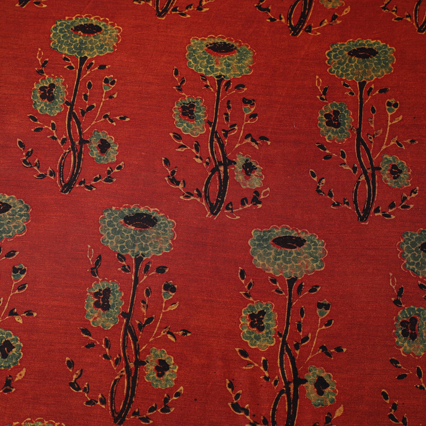 Red - natural dyed chanderi silk fabric 03 - handcrafted