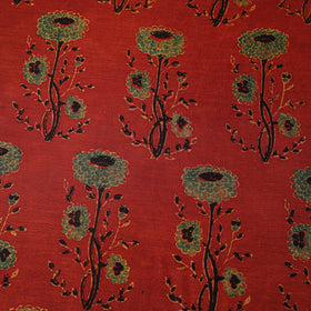 Red - natural dyed chanderi silk fabric 03 - handcrafted