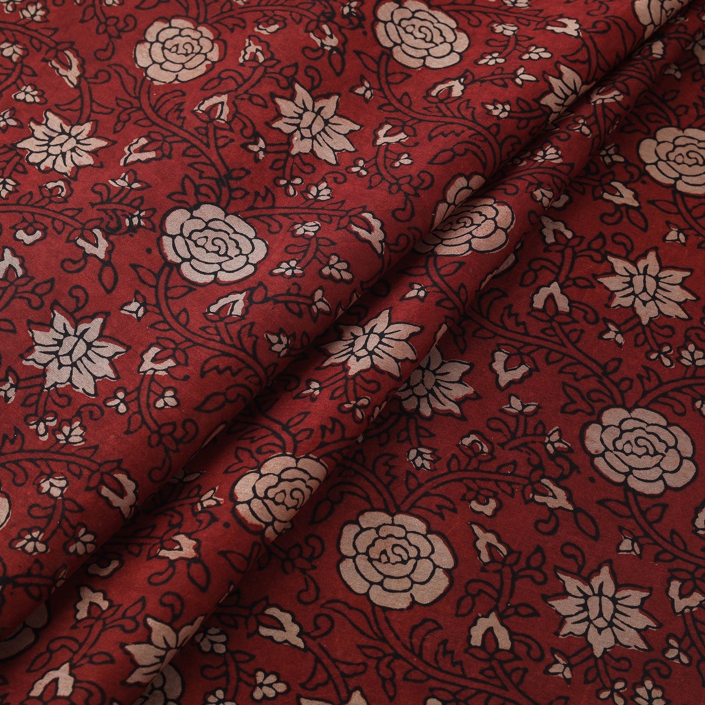 Natural dyed chanderi silk kutch hand block ajrakh print