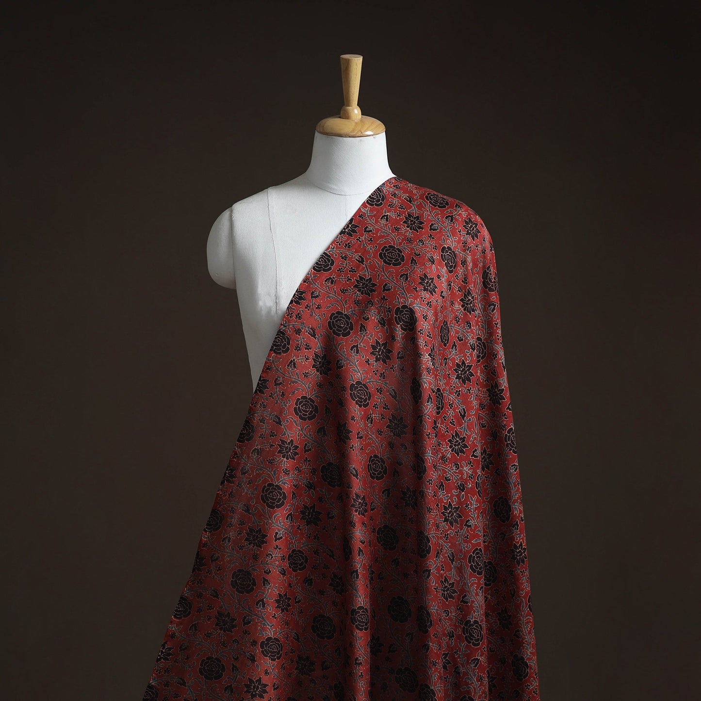 Natural dyed chanderi silk kutch hand block ajrakh print