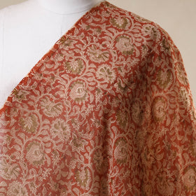 Red - natural dyed chanderi silk pedana kalamkari fabric 19