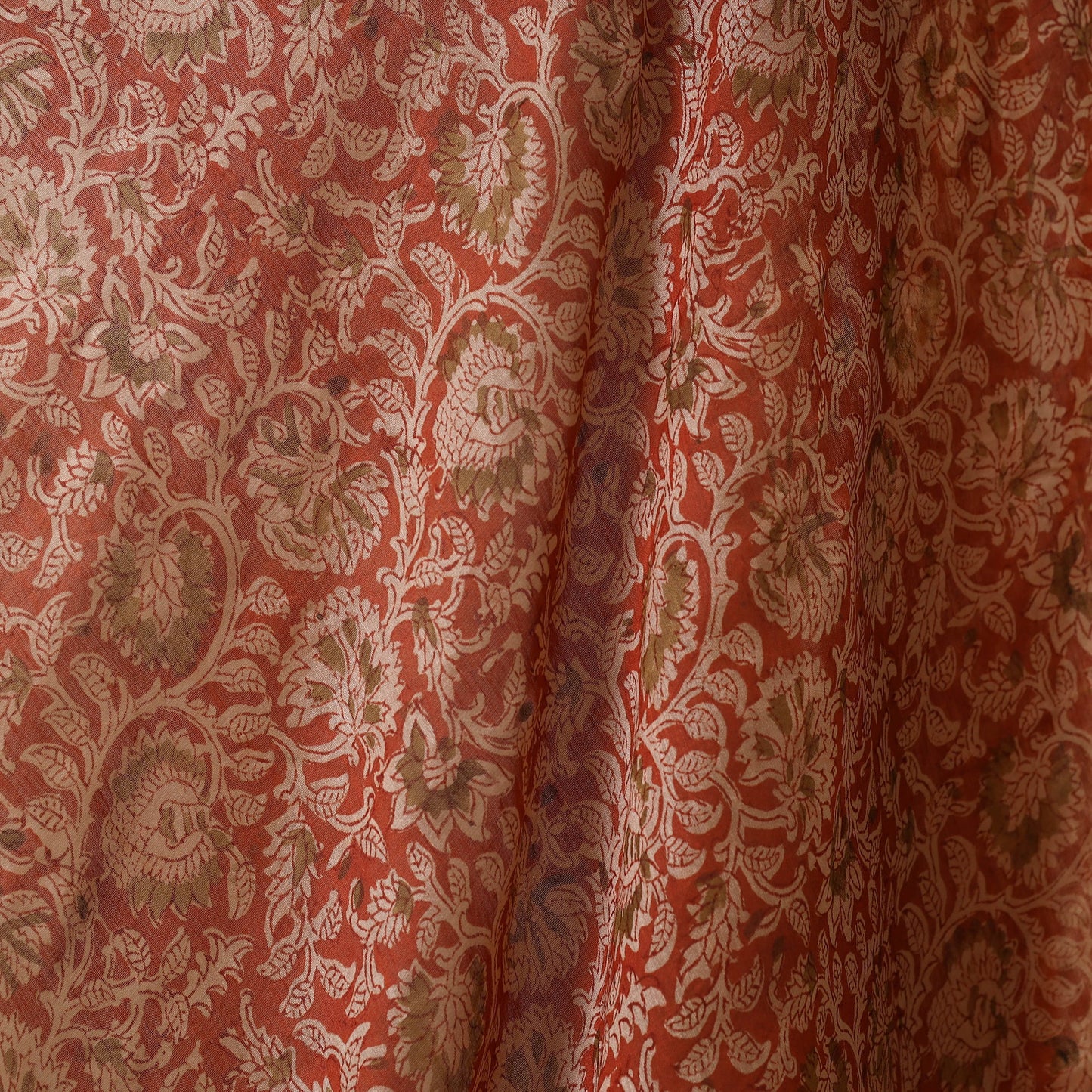 Red - natural dyed chanderi silk pedana kalamkari fabric 19
