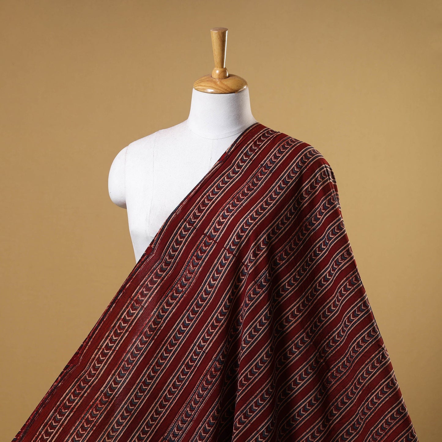 Red - natural dyed cotton fabric 34 - handcrafted