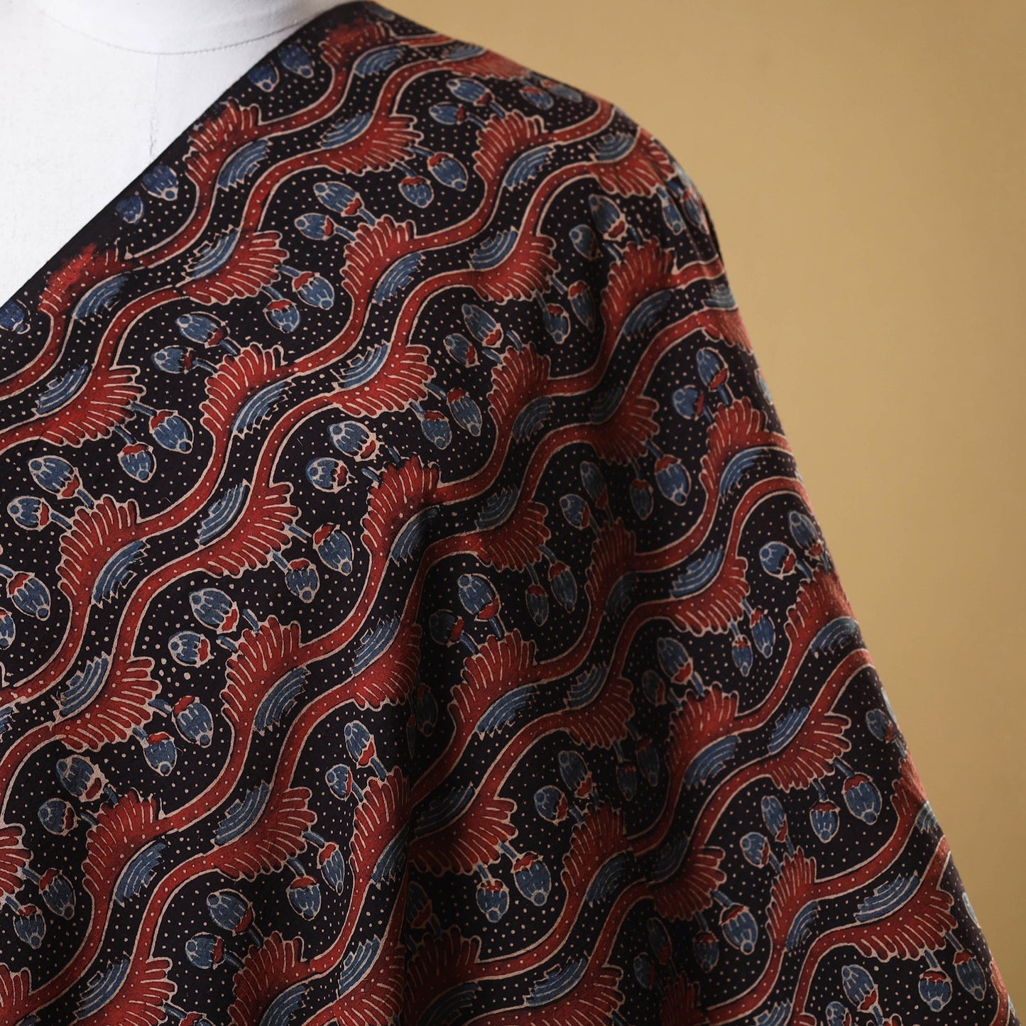 Red - natural dyed cotton fabric 46 - handcrafted