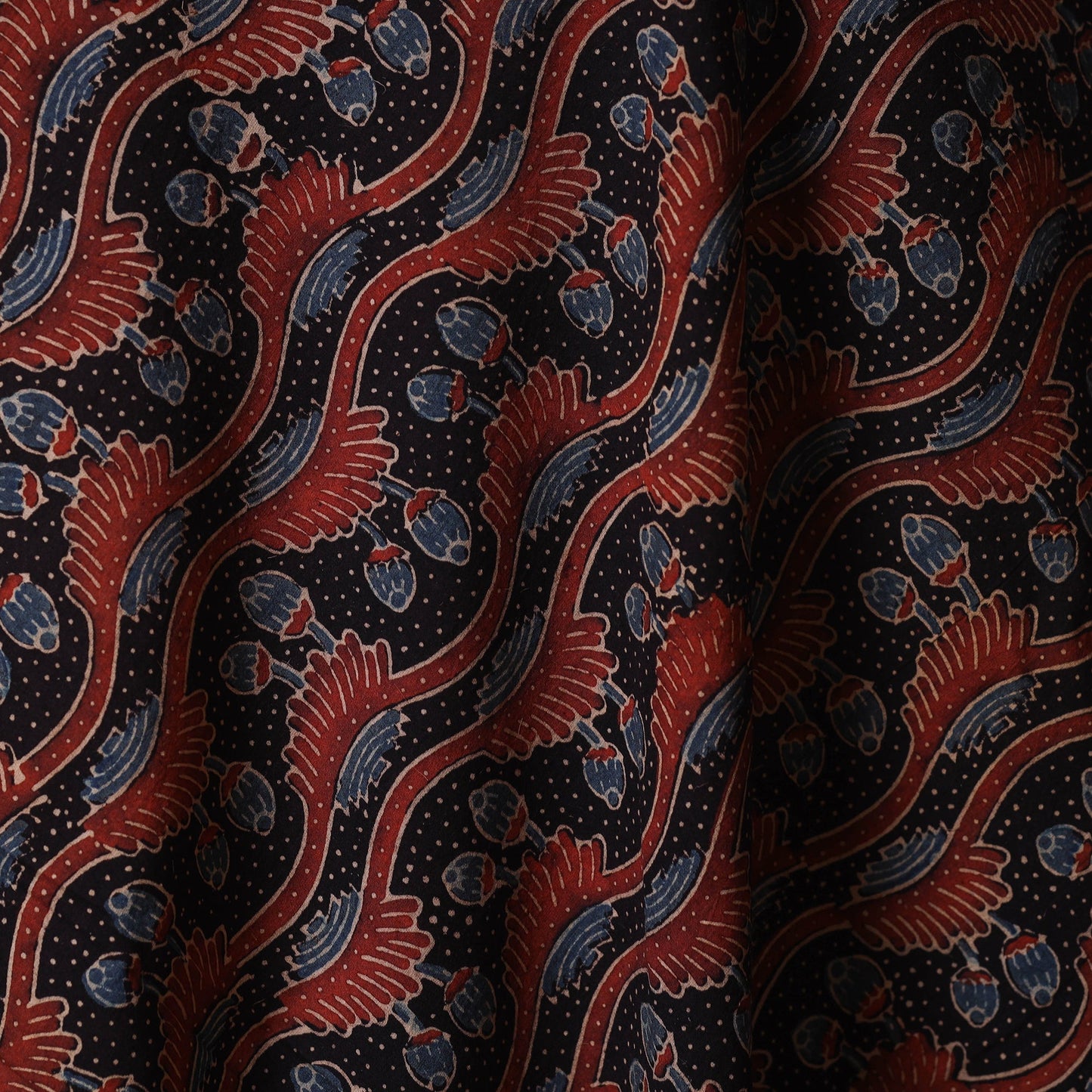 Red - natural dyed cotton fabric 46 - handcrafted