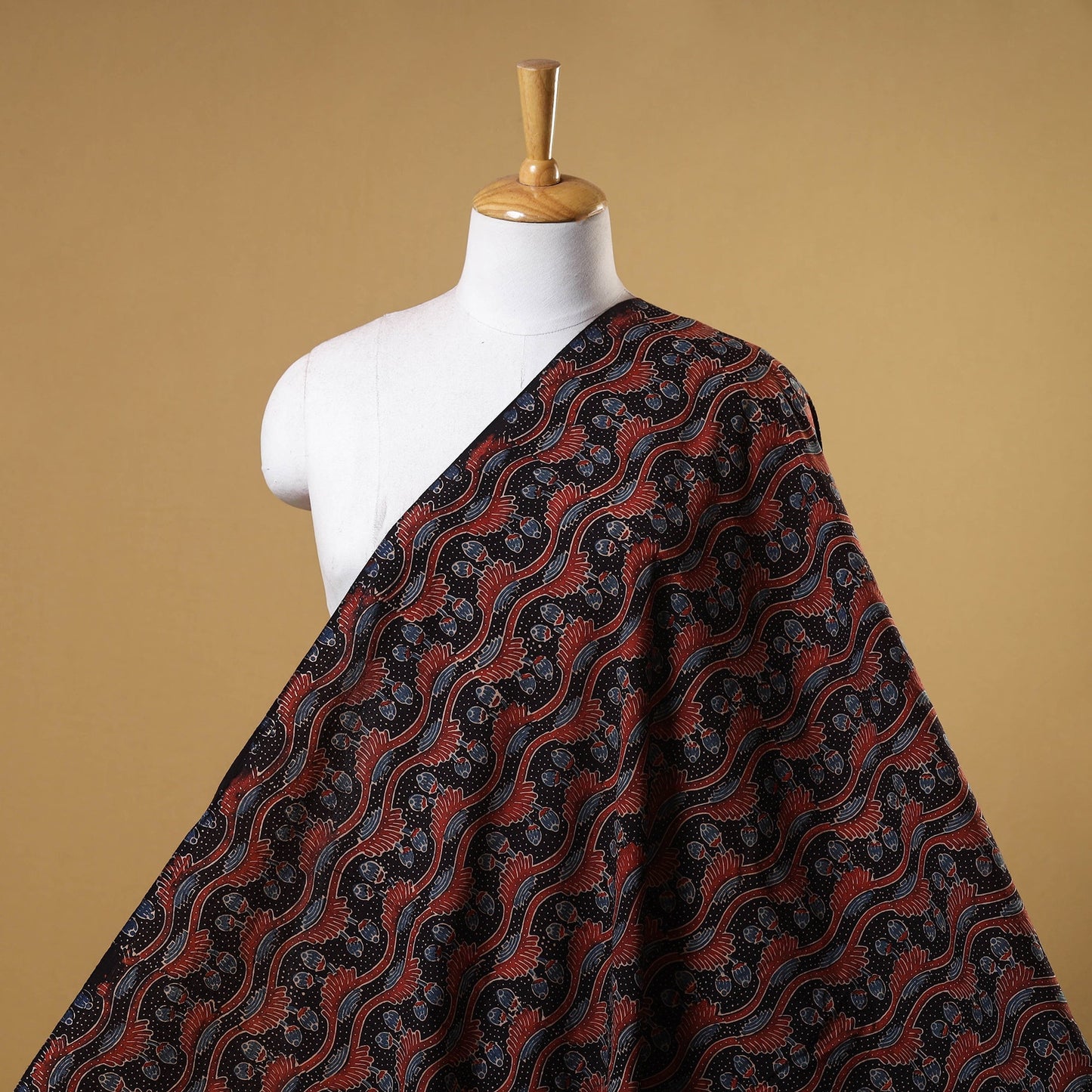 Red - natural dyed cotton fabric 46 - handcrafted