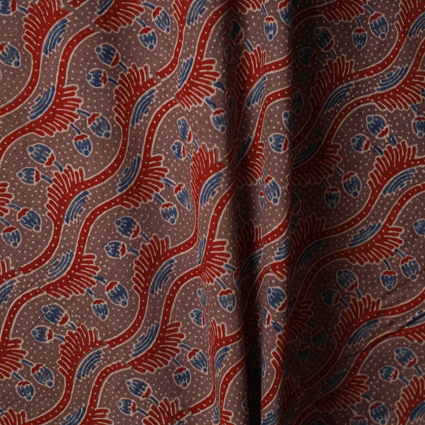 Red - natural dyed cotton fabric 49 - handcrafted