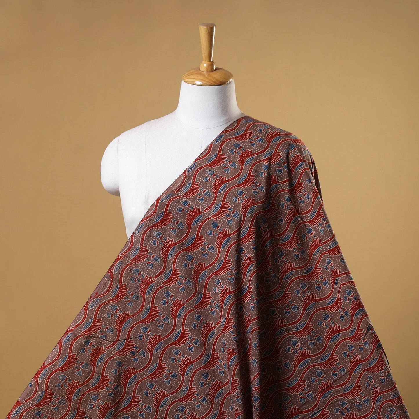 Red - natural dyed cotton fabric 49 - handcrafted