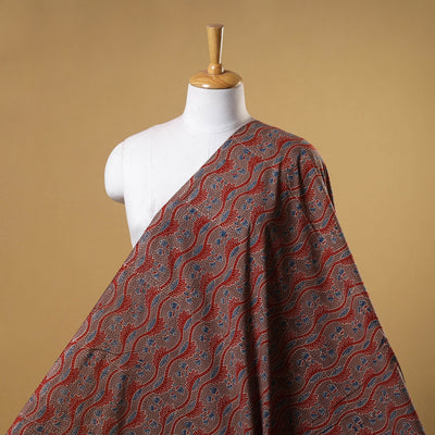Red - natural dyed cotton fabric 49 - handcrafted