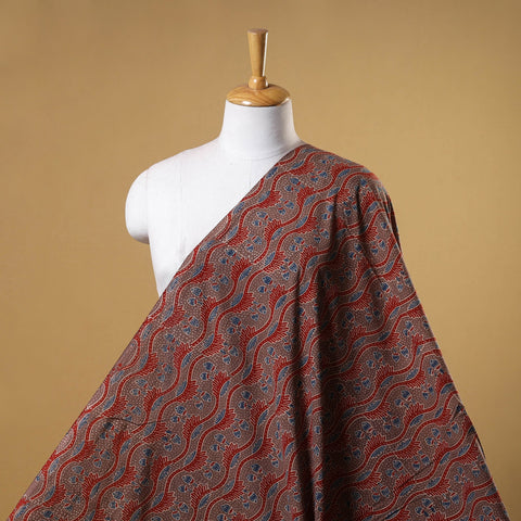 Red - natural dyed cotton fabric 49 - handcrafted