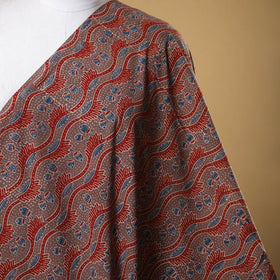 Red - natural dyed cotton fabric 49 - handcrafted