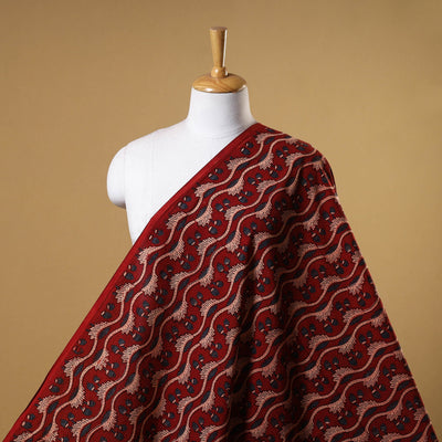 Red - natural dyed cotton fabric 82 - handcrafted