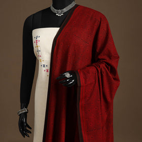 Red Natural Dyed Cotton Block Print Bagh Dupatta