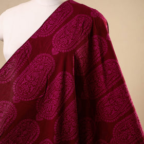 Red - natural dyed cotton bagh fabric 12 - handcrafted