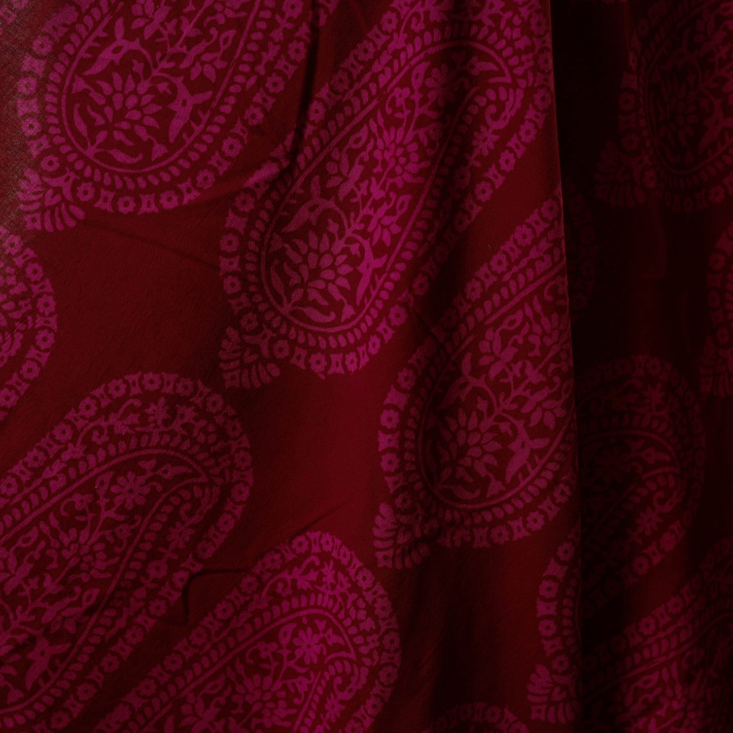 Red - natural dyed cotton bagh fabric 12 - handcrafted
