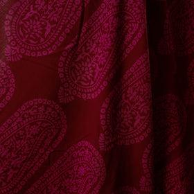 Red - natural dyed cotton bagh fabric 12 - handcrafted
