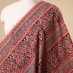 Red - natural dyed cotton bagh fabric 36 - handcrafted