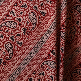Red - natural dyed cotton bagh fabric 36 - handcrafted