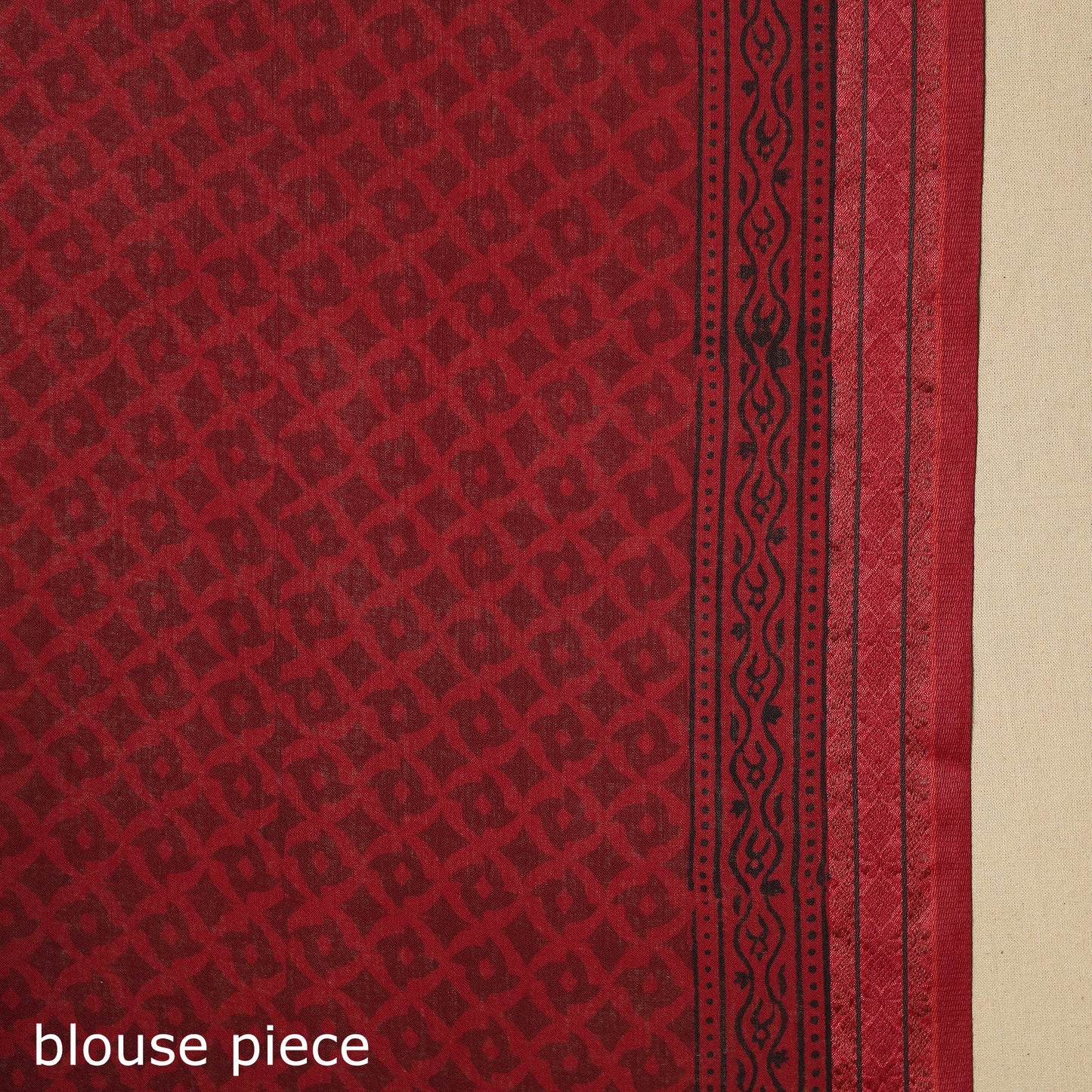Red Block Print Natural Dyed Cotton Bagh Saree