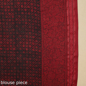 Red Block Print Natural Dyed Cotton Bagh Saree