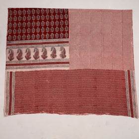 Red Natural Dyed Cotton Bagh Print Kurta Material