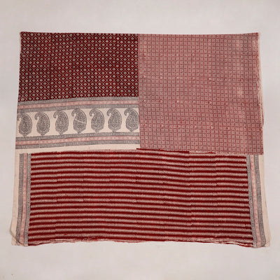 Red Natural Dyed Cotton Bagh Print Kurta Material