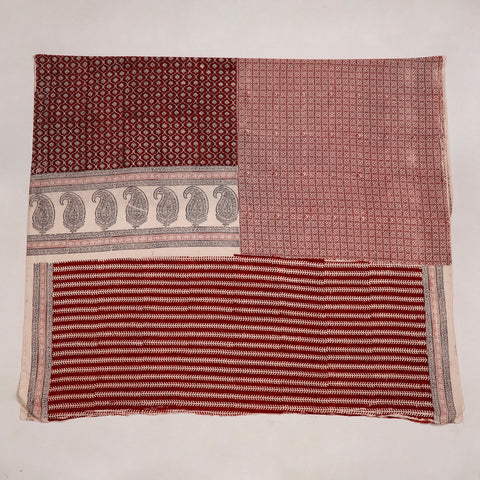Red Natural Dyed Cotton Bagh Print Kurta Material