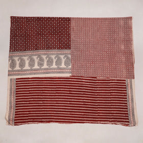 Red Natural Dyed Cotton Bagh Print Kurta Material