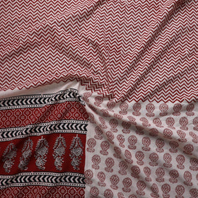  Red Natural Dyed Cotton Bagh Print Kurta Material