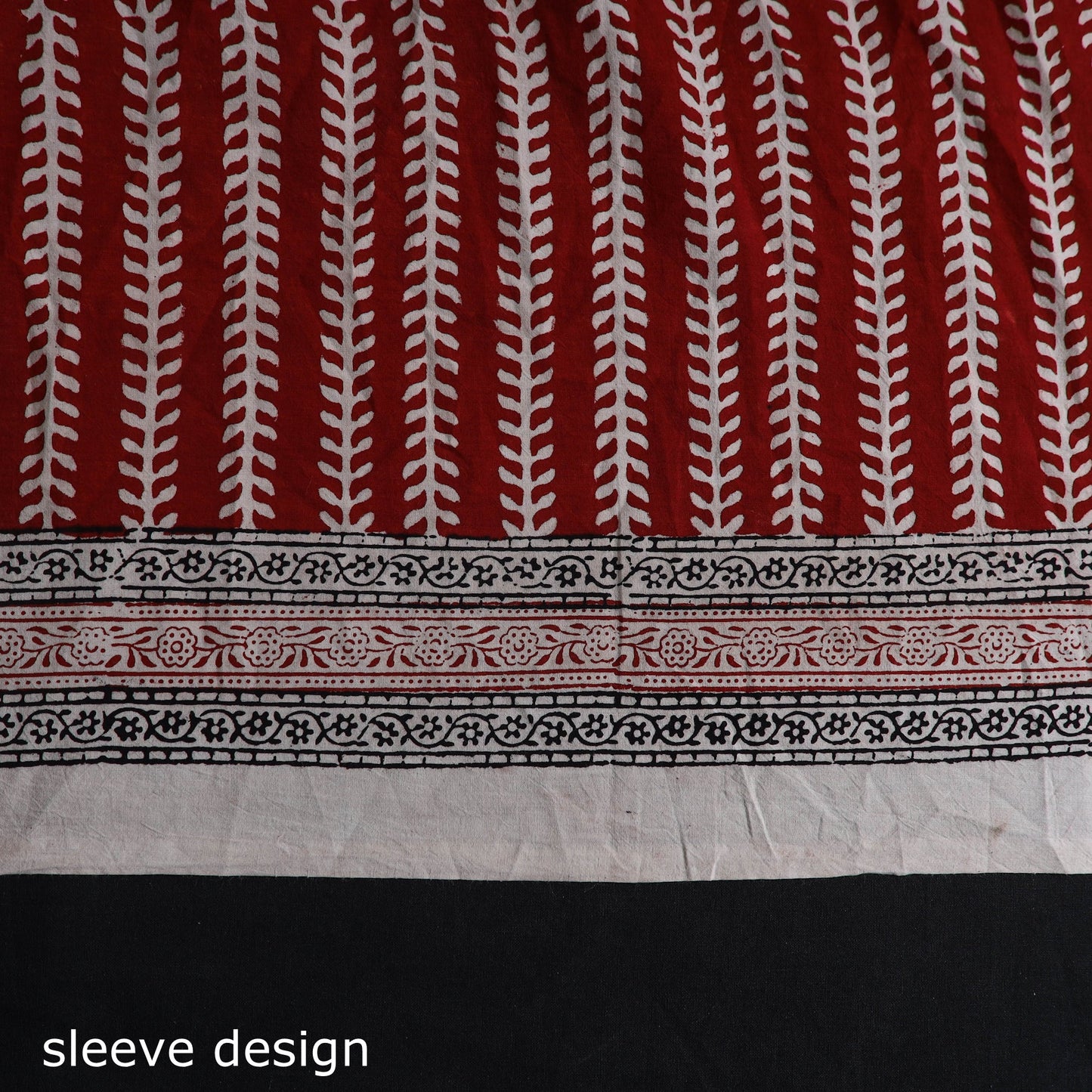  Red Natural Dyed Cotton Bagh Print Kurta Material