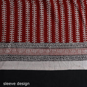  Red Natural Dyed Cotton Bagh Print Kurta Material