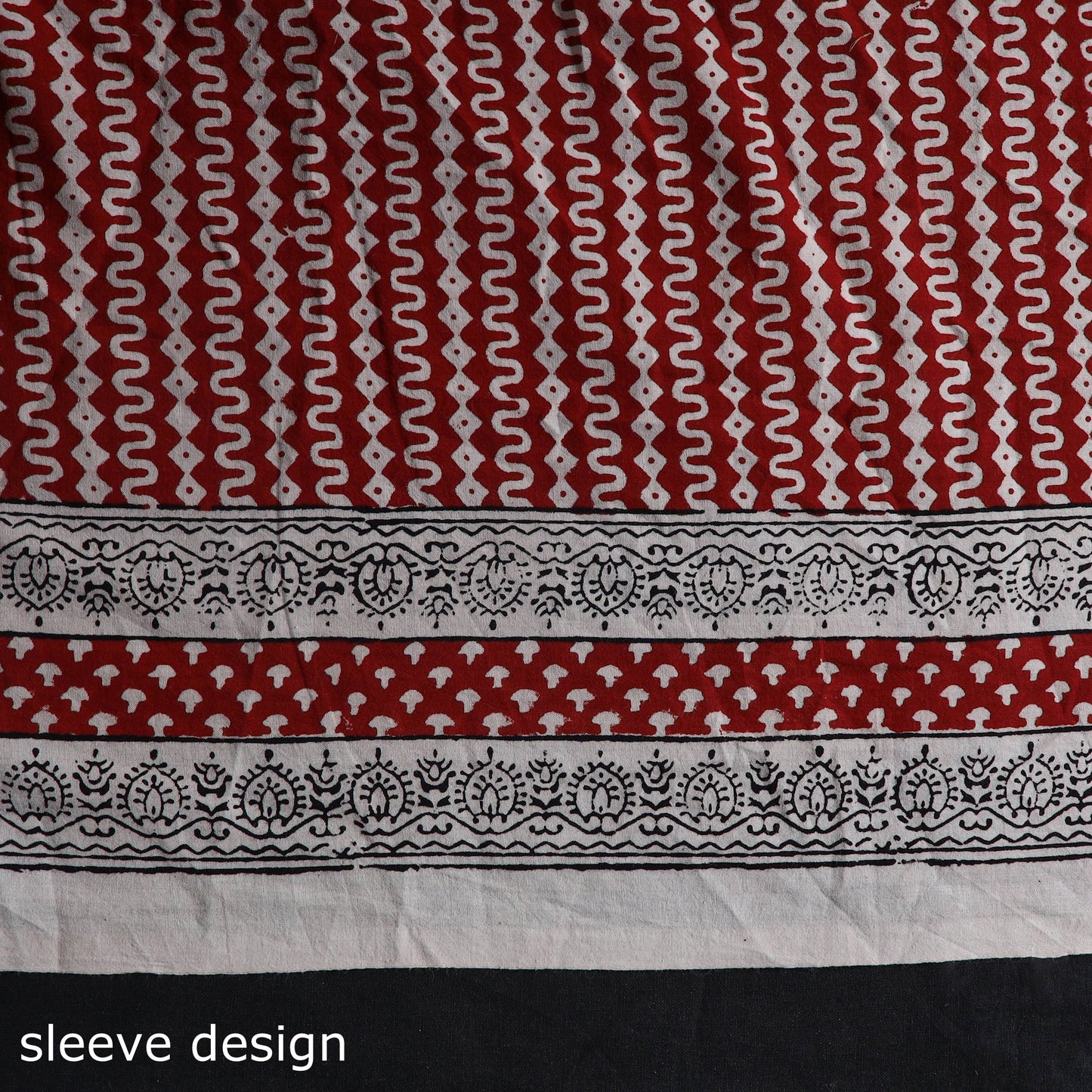  Red Natural Dyed Cotton Bagh Print Kurta Material