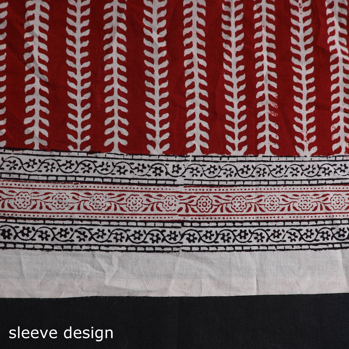  Red Natural Dyed Cotton Bagh Print Kurta Material
