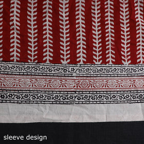  Red Natural Dyed Cotton Bagh Print Kurta Material