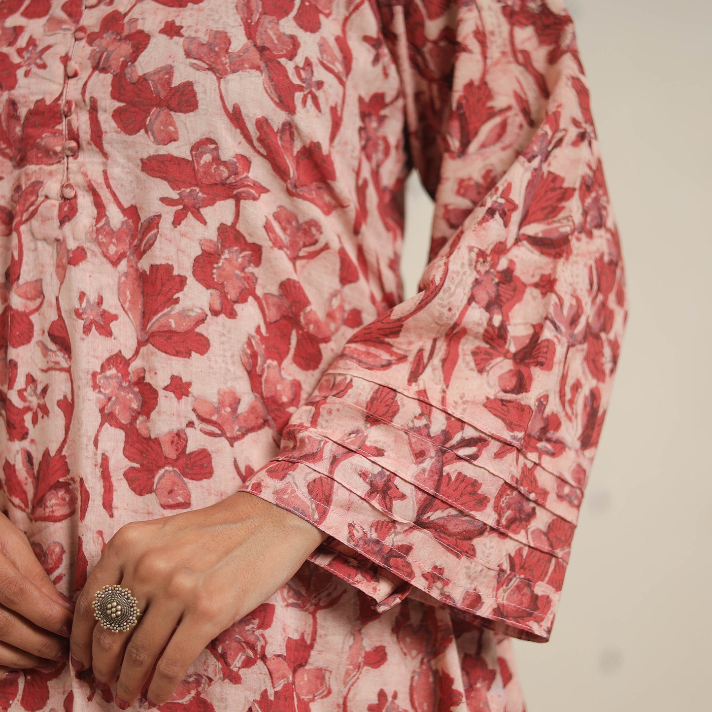 Red - natural dyed cotton bagru dabu co-ord set 06