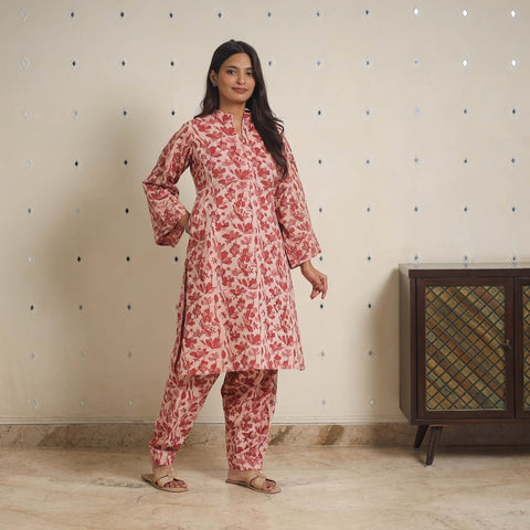 Red - natural dyed cotton bagru dabu co-ord set 06