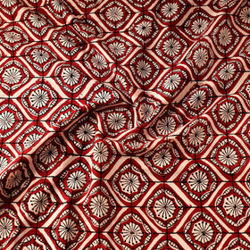Red Natural Dyed Cotton Bagru Block Print Fabric