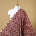 Red Natural Dyed Cotton Bagru Block Print Fabric