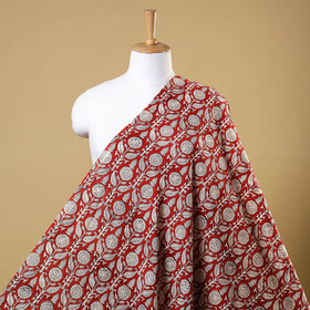 Red - natural dyed cotton bagru fabric 06 - handcrafted