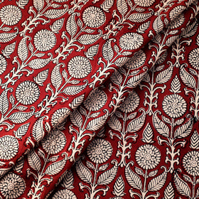 Red - natural dyed cotton bagru fabric 06 - handcrafted