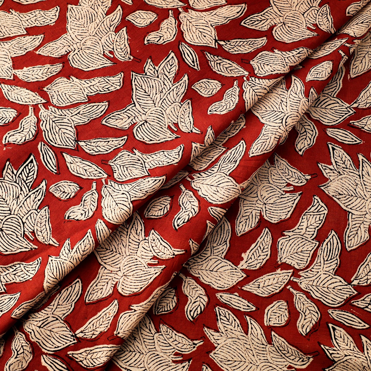 Red Natural Dyed Cotton Bagru Block Print Fabric