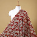 Red Natural Dyed Cotton Bagru Block Print Fabric