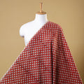 Red Natural Dyed Cotton Bagru Block Print Fabric