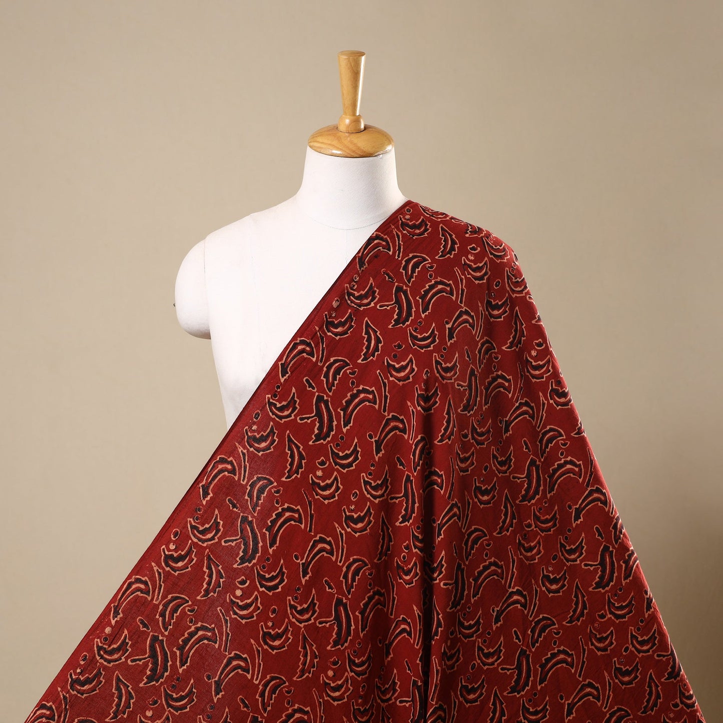 Red Natural Dyed Cotton Bindaas Block Print Fabric