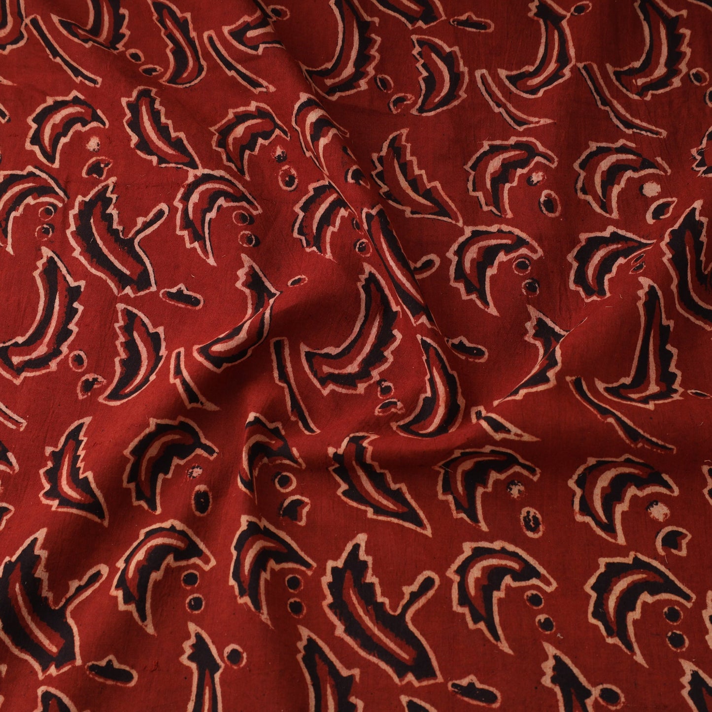 Red Natural Dyed Cotton Bindaas Block Print Fabric